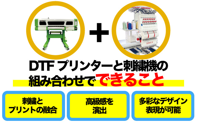 DTFプリンターと刺繍機の組み合わせでできること
